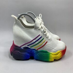 Anthony Wang Shoes Women's‎ 7.5 Rainbow Extra High Hidden Wedge Fashion Sneakers